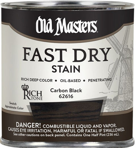 Old Masters 62616 1/2 Pint Rich Tone Fast Dry Stain Carbon Black (1/2 Pint, Carbon Black)