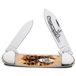 Canoe Pocket Knife, Chrome Vanadium/Amber Bone, 3-5/8-In. Length Closed