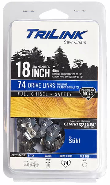 Trilink Saw Chain  Full Chisel Chain 18 in. - 0.063 in. - 74 Drive Links (- 0.063