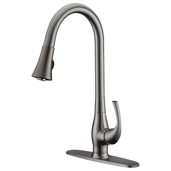 Compass Manufacturing 191-6601 Grand Single Handle Kitchen Faucet (Brushed Nickel Finish)