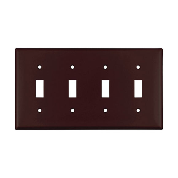 Cooper Wiring Devices  4 - Gang Standard Toggle Plate, Brown (4 Gang, Brown)