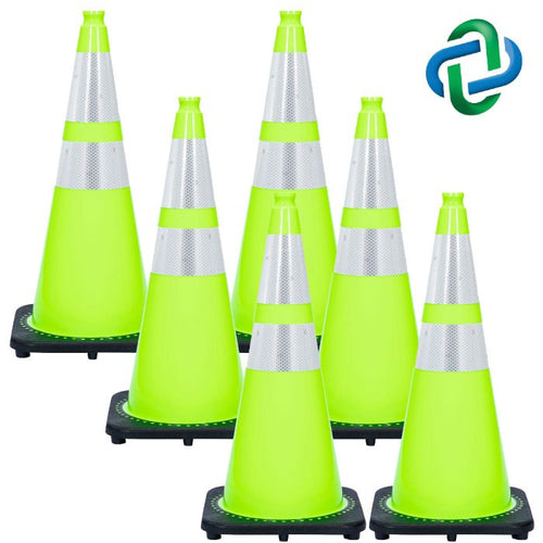 Mr. Chain 28 Safety Green Traffic Cones with Reflective Collars