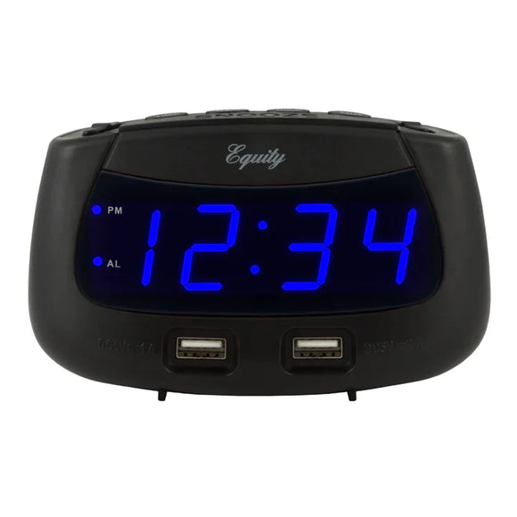 La Crosse Technology Equity 0.9 inch Blue LED Dual USB Alarm Clock (0.9