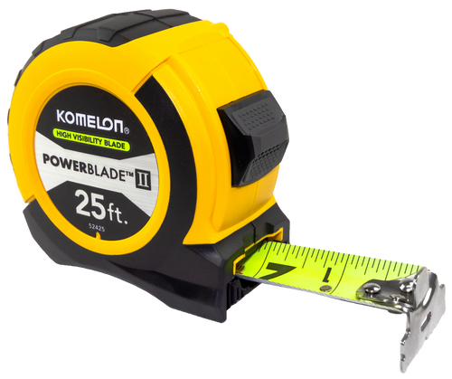 Komelon 25 ft. x 1.06 in. Powerblade II Tape Measure, Black & White (25' x 1.06, Yellow/Black)