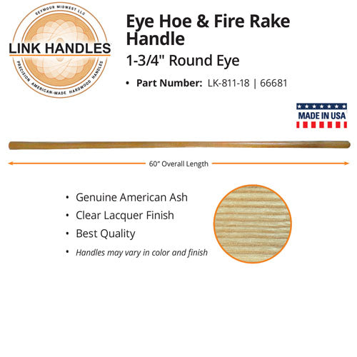 Seymour Midwest 60 Eye Hoe and Fire Rake Handle, 1-3/4 Round Eye (60)