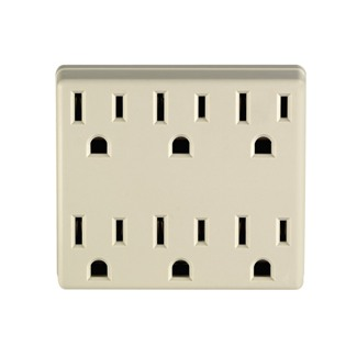 Leviton Indoor 15 Amp, 125 Volt, 3-Wire Horizontal Grounded Adapter - Ivory