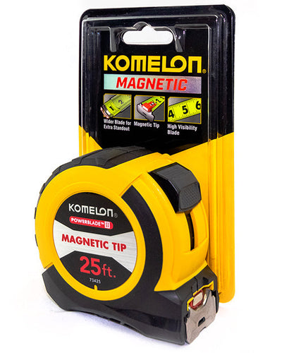 Komelon 73425; 25' x 1.06 Magnetic Powerblade II Tape Measure, Black/Yellow