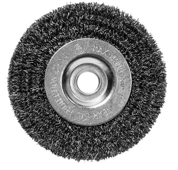 Century Drill And Tool Bench Grinder Wire Wheel Crimped Fine 1/2″-5/8″ Arbor 5″ Safe Rpm 4,500 (1/2″-5/8″ X 5″)