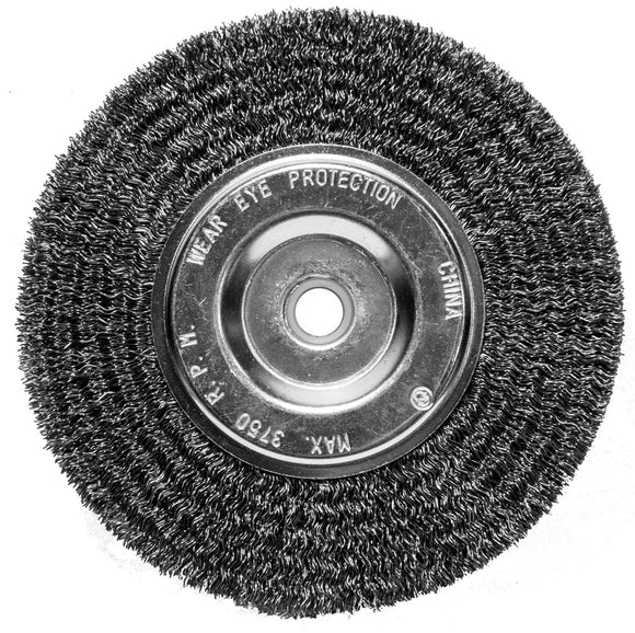 Century Drill And Tool Bench Grinder Wire Wheel Crimped Coarse 1/2″-5/8″ Arbor 6″ Safe Rpm 3 750 (1/2″-5/8″ X 6″)