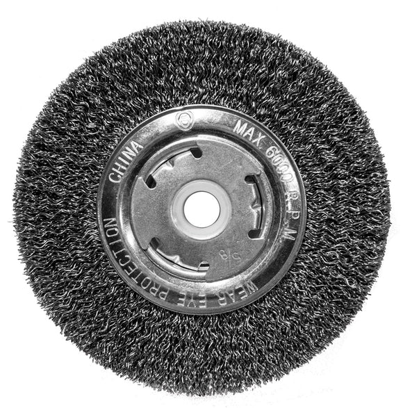 Century Drill And Tool Bench Grinder Wire Wheel Crimped Coarse 1/2″-5/8″ Arbor 6″ Rpm 6 000 Wide Face (1/2″-5/8″ X 6″)