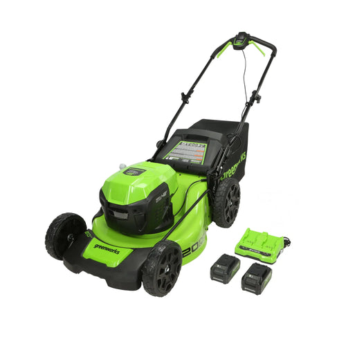 Greenworks 48V (2x24V) Cordless Battery Push Mower w/ Two (2) 4.0Ah USB Batteries & Dual Port Rapid Charger