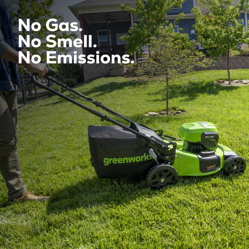 Greenworks 48V (2x24V) Cordless Battery Push Mower w/ Two (2) 4.0Ah USB Batteries & Dual Port Rapid Charger