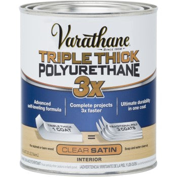 Rust-Oleum 284473 Varathane Triple Thick Polyurethane, Satin Finish ~ Quart