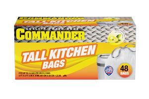 Commander 13 Gallon 0.7 MIL Tall Kitchen White Drawstring Trash Bags - 24 x 25 (13 Gallon)