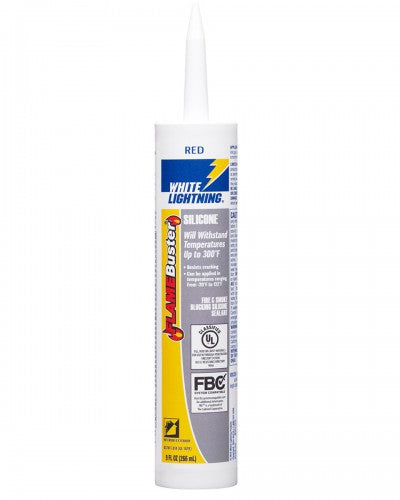 White Lightning Flame Buster® Fire & Smoke Blocking- Silicone Sealant 10 oz. Red (10 oz, Red)