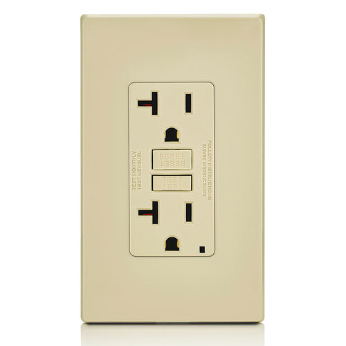 Leviton 20 Amp, 125 Volt Receptacle, 20 Amp Feed-Through, Self-test SmartlockPro Slim GFCI Ivory (125 V, Ivory)