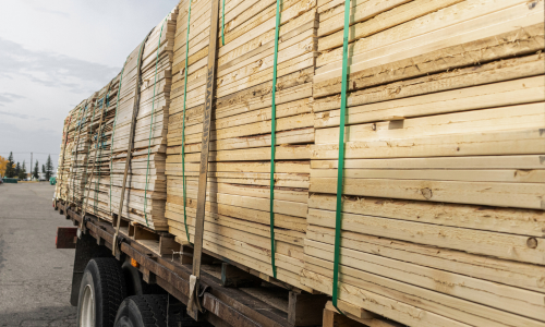 Wood loaded on truck