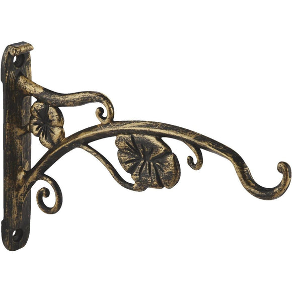 Panacea 9 In. Brushed Gold Flowers Cast Aluminum Decorative Hanging Plant Bracket