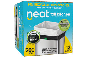 Neat Tall Kitchen 13 Gallon Drawstring Trash Bags - (MEGA 200 COUNT) (13 Gallon)