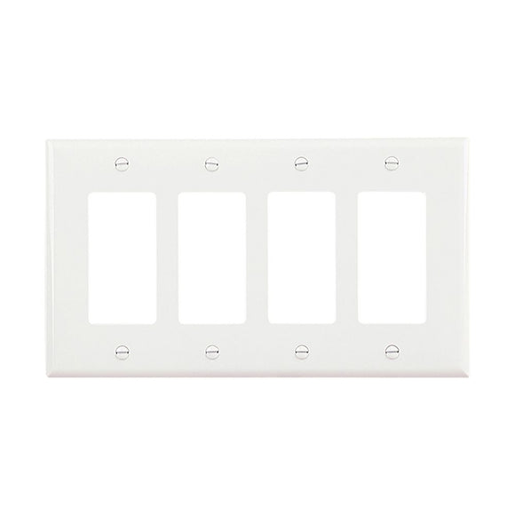 Cooper Wiring Devices 4-gang Decorator/GFCI Wall Plate With White Finish (4 Gang, White)