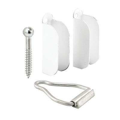 Prime-Line 3/8 inch Screen Top Hangers & Bottom Latches, Aluminum, White, 1 set per card (3/8