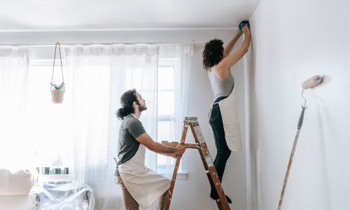 Couple painting room