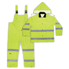 Custom Leathercraft 3 Piece Hi-Viz® Ansi Class 3 Polyester Rain Suit 2XL (2XL, Yellow)