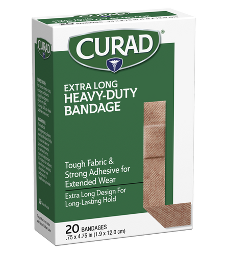 Curad Heavy Duty Extra Long Bandages, .75″ x 4.75″, 20 count (.75″ x 4.75″)