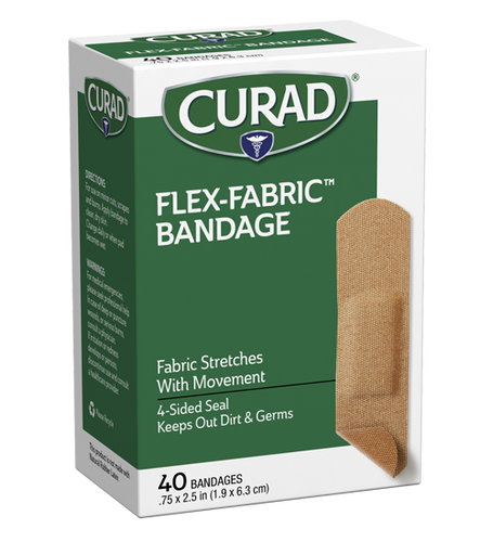 Curad Flex-Fabric Strip Bandages, .75″ x 2.5″, 40 count (.75″ x 2.5″)