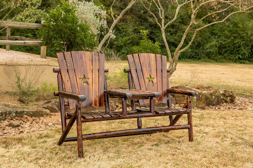 Leigh Country Char-Log Double Chair with Tray - For Pickup ONLY (Excluding Wholesale Orders) (Brown)