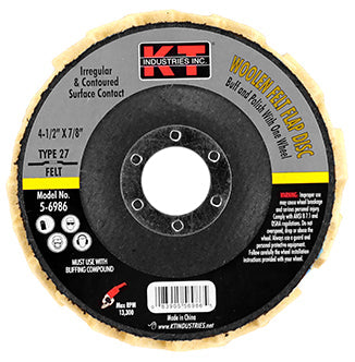 K-T Industries 4-1/2 Felt Woolen Flap Disc Type 27 (4-1/2)