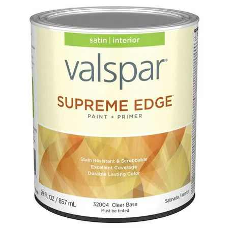 Valspar® Supreme Edge™ Interior Paint & Primer Satin 1 Quart Clear Base (1 quart, Clear Base)