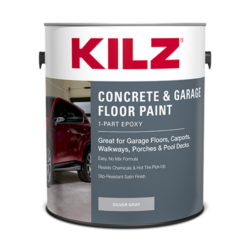 Kilz® 1-Part Epoxy Acrylic Concrete & Garage Floor Paint 1 Gallon Silver Gray (1 Gallon, Silver Gray)