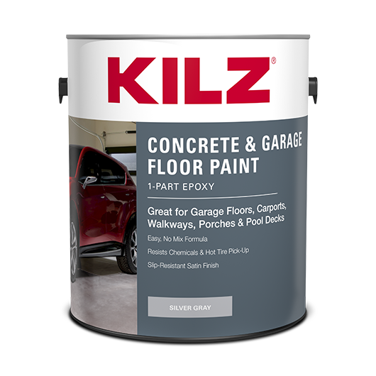 Kilz® 1-Part Epoxy Acrylic Concrete & Garage Floor Paint 1 Gallon Silver Gray (1 Gallon, Silver Gray)