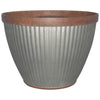 Southern Patio Westlake Resin Rustic Galvanized Round Pleated Planter