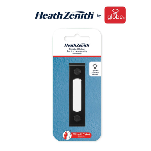 Globe Heath Zenith Black Metal Wired Lighted Push Doorbell Button