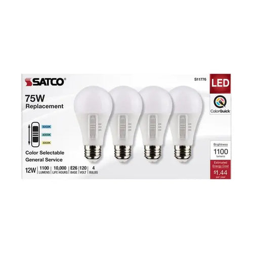 Satco S11776 12A19/LED/3CCT/E26/120V/4PK