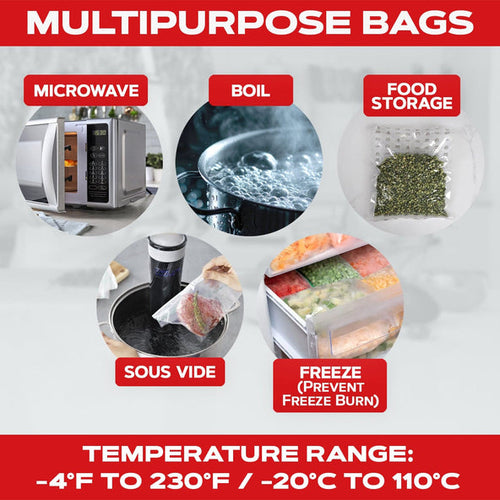 Forjars® Vacuum Sealer Roll - 8 in x 150 ft, Textured on Both Sides, 7.5 Mil Thickness