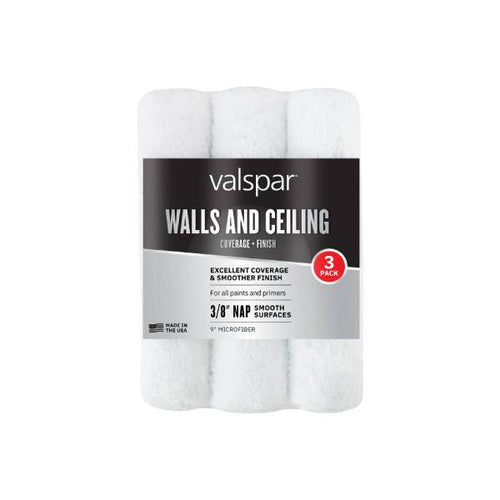 Valspar® 3-PK 9-in x 3/8-in Walls and Ceilings Microfiber Roller Cover