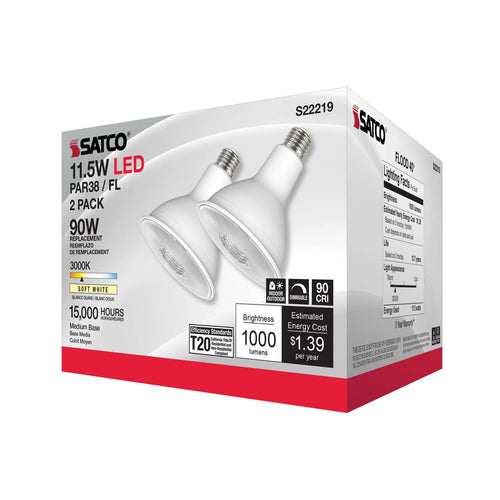 Satco Products S22219 11.5PAR38/LED/930/FL/120V/2PK