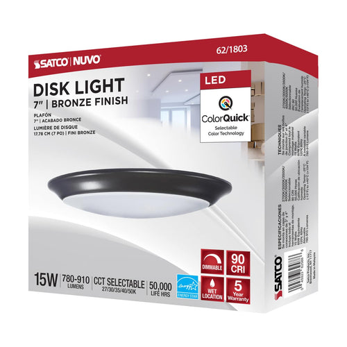 Satco Products 62-1803 7 Led Disk Light Bronze Finis