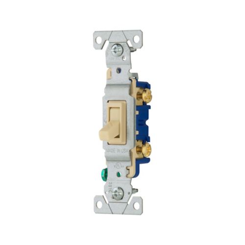 Eaton Toggle Switch 15A 120V Ivory Single-Pole Polycarbonate