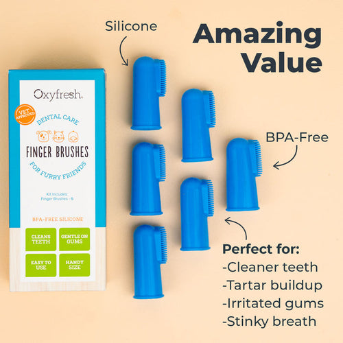 Oxyfresh Premium Pet Toothbrush Set - 6 Super Soft Finger Brushes