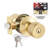 Grip Tight Tools Entry Knob Tulip Style Polished Brass Finish US3 - 2 KW1 Keys 6 in 1 Drive In Latch Mobile Home