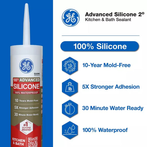 GE Sealants Advanced Silicone 2® Kitchen & Bath Sealant 2.8 fl oz Clear