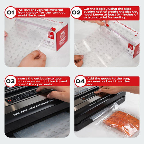 Forjars® Vacuum Sealer Roll (8-inch) - Textured on Both Sides, 7.5 Mil Thickness
