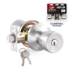 Grip Tight Tools Entry Knob - Tulip Style - Stainless Steel Finish US32D - 2 KW1 Keys - 6 in 1 Drive - In Latch - Mobile Home