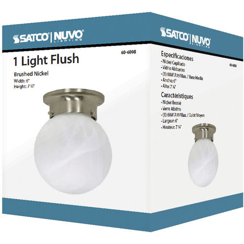 Nuvo Lighting Brentwood 1 Light 6 inch Brushed Nickel Flush Mount Ceiling Light