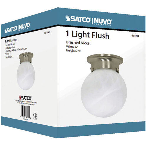 Nuvo Lighting Brentwood 1 Light 6 inch Brushed Nickel Flush Mount Ceiling Light