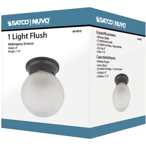 Nuvo Lighting Brentwood 1 Light 6 inch Mahogany Bronze Flush Mount Ceiling Light